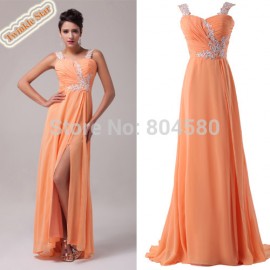    Floor-Length Beading Sweetheart Elegant Formal Evening Dress Lady Long prom party Chiffon Dresses CL6045
