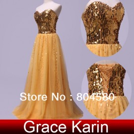   Design Cheap in Stock Beads Sequins Sweetheart Floor-length Evening Prom Dresses Long party Gown CL3459
