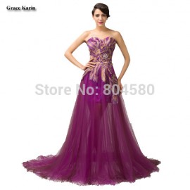   Grace Karin Stock Strapless Embroidery Evening Dress Formal Dinner party dresses Special Occasion Prom Gown CL6165