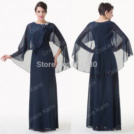 Fashion Women Clothing A Line Long Sleeve Chiffon Party Dress Maxi Mother of the Bride dresses Formal Gowns CL6210
