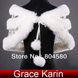 Hot! Free Shipping Retail/Wholesale New Ivory Faux Fur Wedding Bridal Bride Wrap Shawl Cape Tippet  CL4939