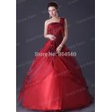   Fashion Women One Shoulder Wedding dresses Red Floor Length Bandage Party Gown Bridal Dress CL2514