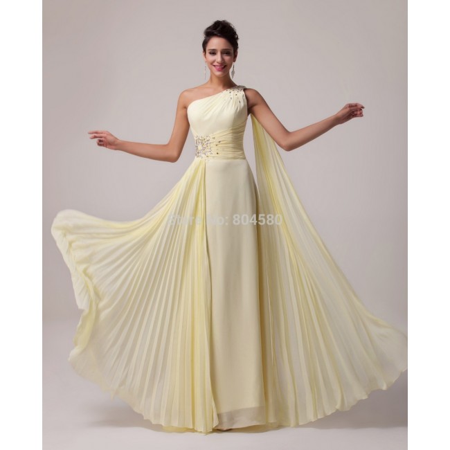  Princess Grace Karin One Shoulder Chiffon Evening dress Long Prom dresses  Ball Party Gown Women Celebrity Plus Dress 6066