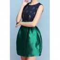 Elegant Jewel Neck Sleeveless Color Splicing Bowknot Dress For Women
