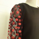 Elegant Jewel Neck Voile Splicing Polka Dot Dress For Women