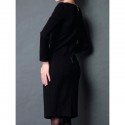Vintage Boat Neck Long Sleeves Solid Color Bodycon Dress For Women