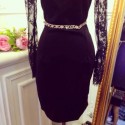 Vintage Halter Neck Lace Splicing Black Dress For Women