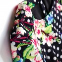 Vintage Jewel Neck 3/4 Length Sleeves Floral Printed Polka Dot Dress For Women