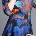 Vintage Jewel Neck 3/4 Sleeves Print Ball Gown Dress For Women