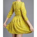 Vintage Jewel Neck 3/4 Sleeves Print Dress For Women