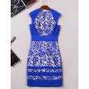 Vintage Jewel Neck Embroidered Sleeveless Zippered Dress For Women
