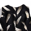 Vintage Jewel Neck Feather Printed Sleeveless Beading Dress For Women