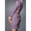 Vintage Jewel Neck Geometric Print Long Sleeves Dress For Women