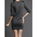 Vintage Jewel Neck Half Sleeves Sequin Sweater Dress For Women