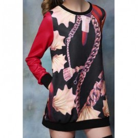 Vintage Jewel Neck Long Sleeves Pocket Printed Dress For Women