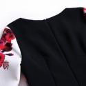 Vintage Jewel Neck Long Sleeves Printed Jacquard Dress For Women