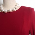 Vintage Jewel Neck Long Sleeves Solid Color A-Line Dress For Women