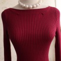 Vintage Jewel Neck Long Sleeves Solid Color Sweater Dress For Women