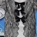 Vintage Jewel Neck Short Sleeves Bowknots Lace Splicing Dress For Women