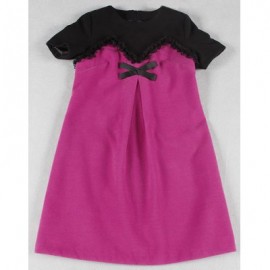 Vintage Jewel Neck Short Sleeves Color Block Dress For Women