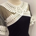 Vintage Jewel Neck Short Sleeves Voile Splicing Dress For Women