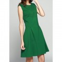 Vintage Jewel Neck Sleeveless A-Line Solid Color Dress For Women
