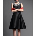 Vintage Jewel Neck Sleeveless Beading Bowknot Dress For Women