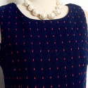 Vintage Jewel Neck Sleeveless Little Polka Dot Belt Bowknot Dress For Women