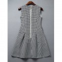 Vintage Jewel Neck Sleeveless Plaid Bowknot Dress For Women