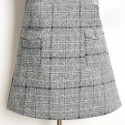 Vintage Jewel Neck Sleeveless Plaid Pocket Woolen Dress For Women