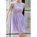 Vintage Jewel Neck Sleeveless Pleated Solid Color Dress For Women