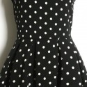 Vintage Jewel Neck Sleeveless Polka Dot Pleated Dress For Women