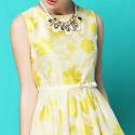 Vintage Jewel Neck Sleeveless Printed Sashes Dress For Women