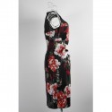 Vintage Jewel Neck Sleeveless Voile Splicing Floral Print Dress For Women