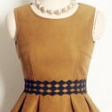 Vintage Jewel Neck Sleeveless Zippered Embroidered Dress For Women