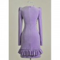 Vintage Long Sleeves Solid Color Flounce Dress For Women
