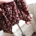 Vintage Long Sleeves Tiny Floral Print Dress and Solid Color Sweater Suit For Women