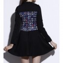 Vintage Round Collar Long Sleeves Print Splicing Dress For Women