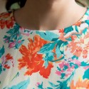 Vintage Round Neck Floral Print Sleeveless Dress For Women
