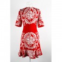 Vintage Round Neck Short Sleeves Embroidered Dress For Women