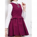 Vintage Round Neck Solid Color Splicing Sleeveless Dress For Women