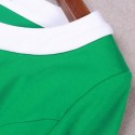 Vintage Scoop Neck 3/4 Sleeves Color Splicing Pocket Dress For Women