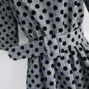 Vintage Scoop Neck Half Sleeves Polka Dot Belt Dress For Women