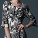 Vintage Scoop Neck Half Sleeves Tree Print Long Dress For Women