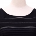 Vintage Scoop Neck Long Sleeves See-Through Black Dress For Women