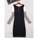 Vintage Scoop Neck Long Sleeves Striped Dress For Women