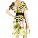 Vintage Scoop Neck Short Sleeves Floral Print Dress For Women
