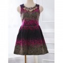 Vintage Scoop Neck Sleeveless Applique Print Dress For Women