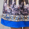 Vintage Scoop Neck Sleeveless Jacquard Print Splicing Dress For Women