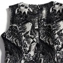Vintage Scoop Neck Sleeveless Printed Beading Dress For Women